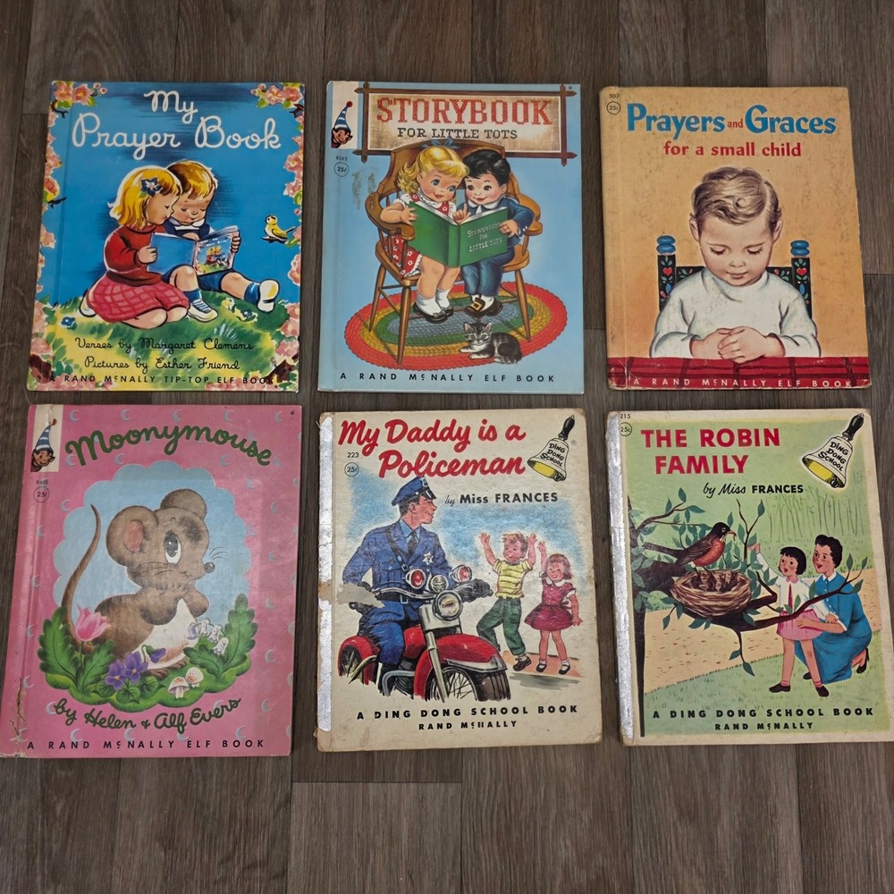 Vintage Rand McNally Elf Ding Dong School Books Lot of 6 Miss Frances 1940s 50s